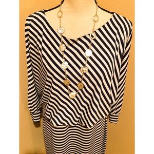 Navy Blue & White Stripe Dress